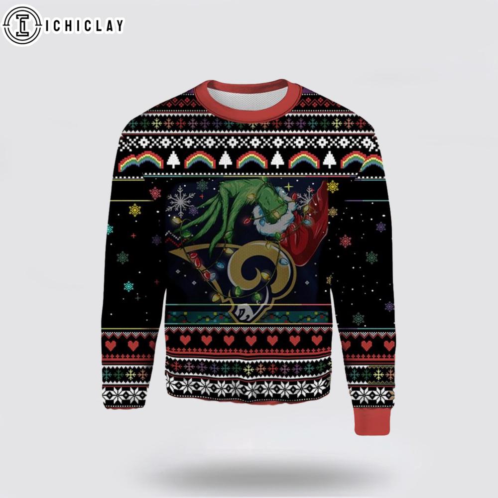 Grinch Light Up Los Angeles Rams Ugly Christmas Sweater Grinch Light Up Los Angeles Rams Ugly Christmas Sweater