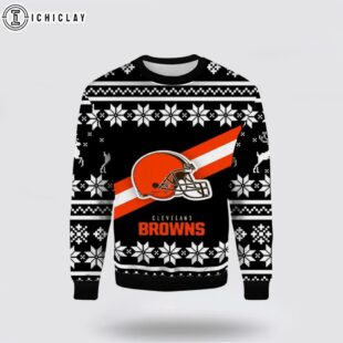 Helmet Cleveland Browns EST 1946 Ugly Christmas Sweater