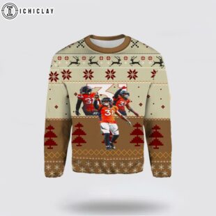 Justin Simmons Denver Broncos Ugly Christmas Sweater