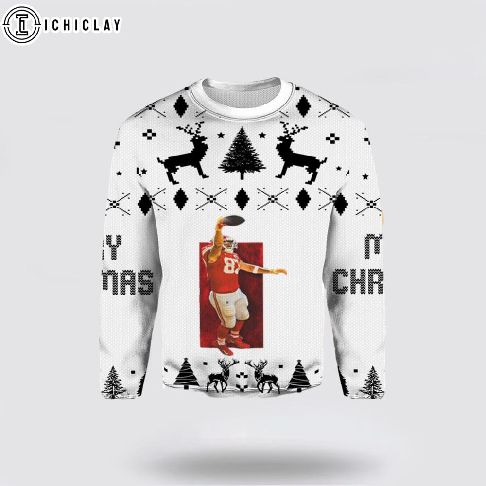 Kansas City Chiefs TE Travis Kelce Ugly Christmas Sweater Kansas City Chiefs TE Travis Kelce Ugly Christmas Sweater