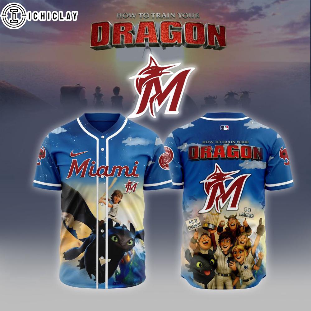 MLB Miami Marlins X How To Train Your Dragon Baseball Jersey MLB Miami Marlins X How To Train Your Dragon Baseball Jersey