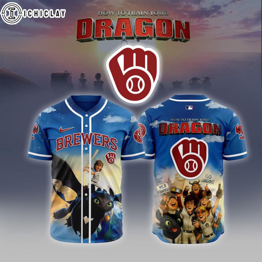 MLB Milwaukee Brewers X How To Train Your Dragon Baseball Jersey MLB Milwaukee Brewers X How To Train Your Dragon Baseball Jersey