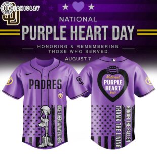 San Diego Padres MLB X Purple Heart Day Baseball Jersey Shirt