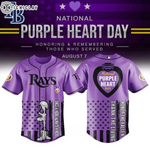 Tampa Bay Rays MLB X Purple Heart Day Baseball Jersey Shirt
