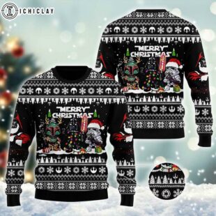 Boba Fett Dark Vader Stormtrooper Ugly Christmas Sweater