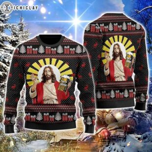 Jesus Beer Ugly Christmas Sweater