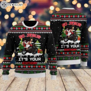 Santa Jesus Ride Motobike Ugly Christmas Sweater