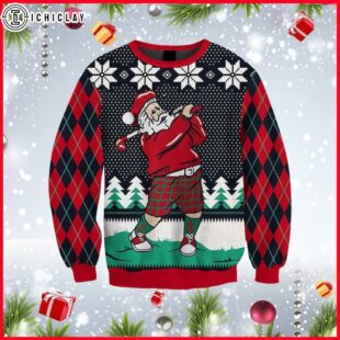 Santa Love Golf Ugly Christmas Sweater