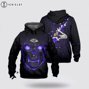 Baltimore Ravens Skull Face 3D Shirt For Fans