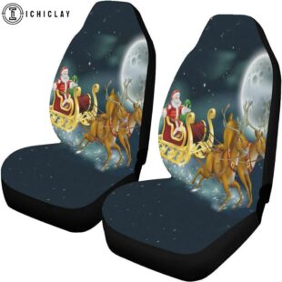Brilliant Christmas With Santa And Reindeer Car Seat Covers Decor For Car