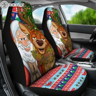 Celtic Merry Christmas Ugly Car Seat Drunk Santa And Deer Car Seat Covers Decor For Car