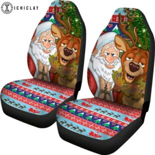 Celtic Merry Christmas Ugly Car Seat Drunk Santa And Deer Car Seat Covers Decor For Car