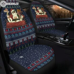 Celtic Ugly Christmas Gangster Santa With Reindeer Car Seat Covers Decor For Car