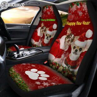 Chihuahuas Dog Merry Christmas Car Seat Covers Decor For Car