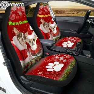 Chihuahuas Dog Merry Christmas Car Seat Covers Decor For Car