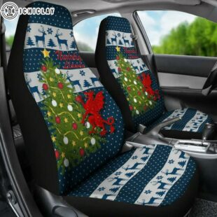 Christmas Car Seat Covers Dragon And Christmas Tree Decor For Car