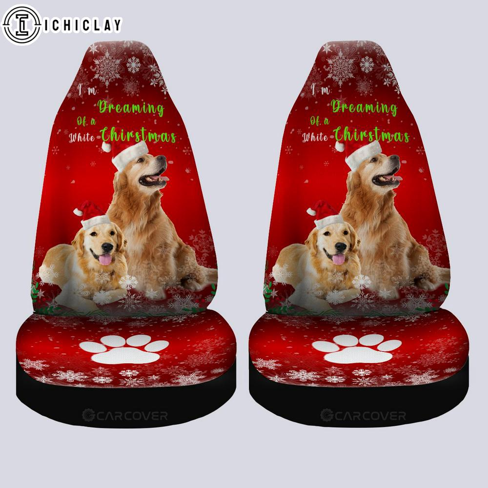 Christmas Golden Retrievers Car Seat Covers Decor For Car Christmas Golden Retrievers Car Seat Covers Decor For Car