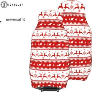 Christmas Reindeer Stripes Car Seat Covers Decor For Car