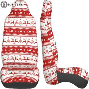 Christmas Reindeer Stripes Car Seat Covers Decor For Car