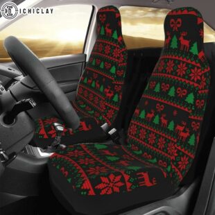 Christmas Snowflake Reindeer Car Seat Covers Decor For Car
