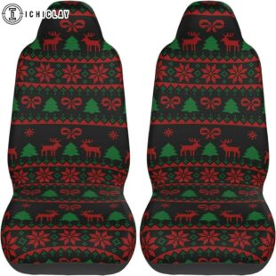 Christmas Snowflake Reindeer Car Seat Covers Decor For Car