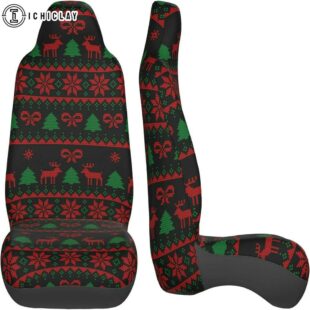 Christmas Snowflake Reindeer Car Seat Covers Decor For Car