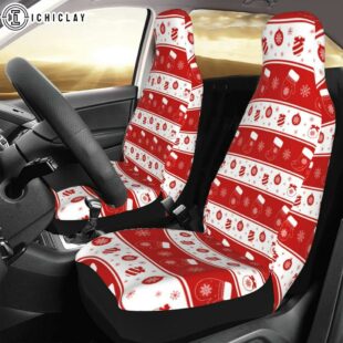Christmas Snowflake Sock Stripes Car Seat Covers Decor For Car