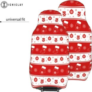 Christmas Snowflake Sock Stripes Car Seat Covers Decor For Car
