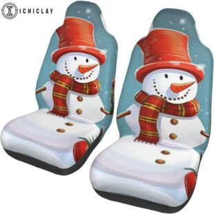 Christmas Snowman Print Car Seat Covers Decor For Car
