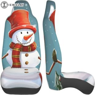 Christmas Snowman Print Car Seat Covers Decor For Car