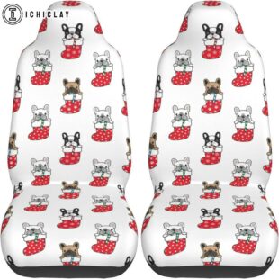 Christmas Socks Bulldog Car Seat Covers Decor For Car
