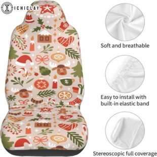Christmas Symbols Print Car Seat Covers Decor For Car