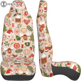 Christmas Symbols Print Car Seat Covers Decor For Car