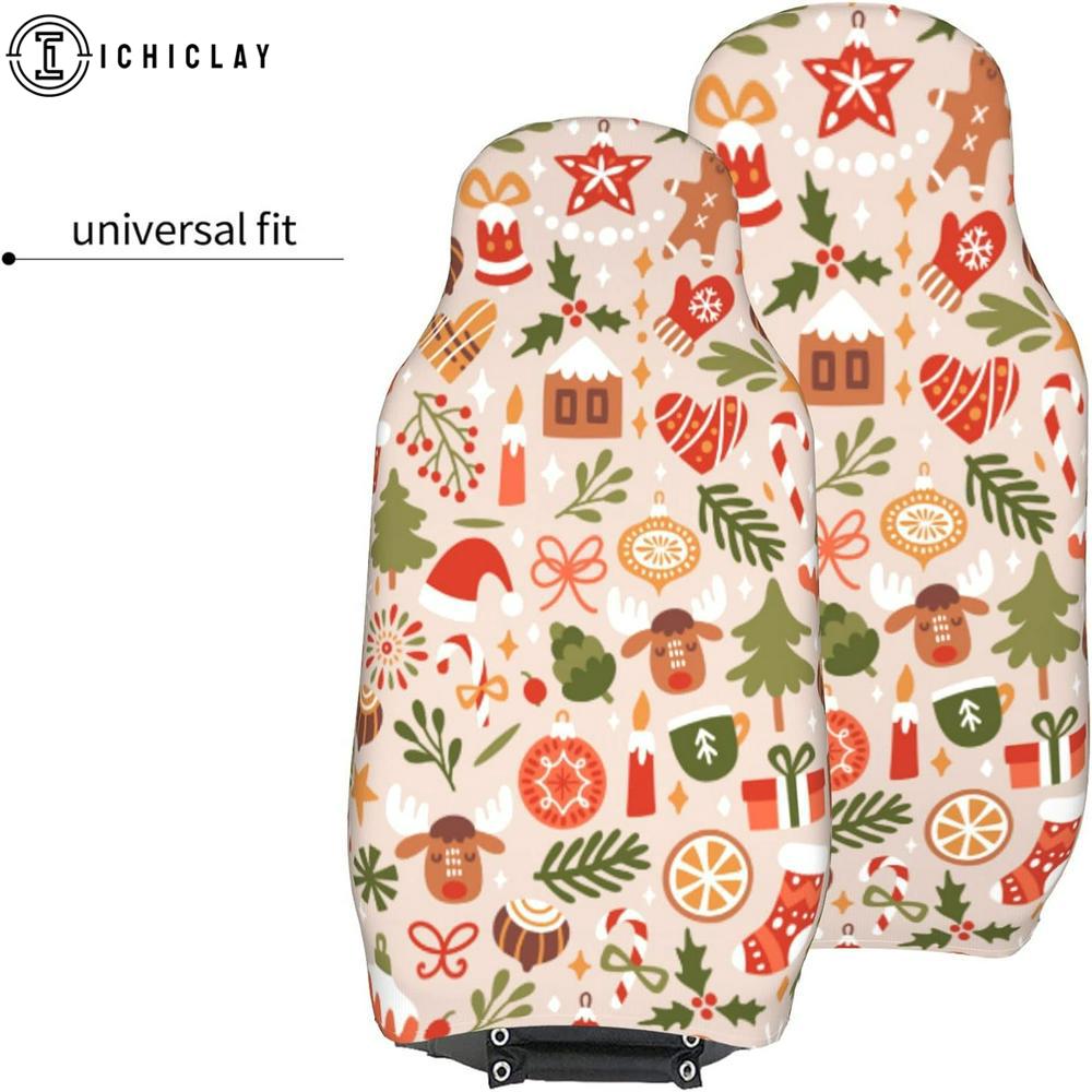 Christmas Symbols Print Car Seat Covers Decor For Car Christmas Symbols Print Car Seat Covers Decor For Car
