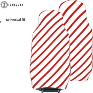 Christmas White Red Stripes Car Seat Covers Decor For Car