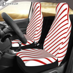 Christmas White Red Stripes Car Seat Covers Decor For Car