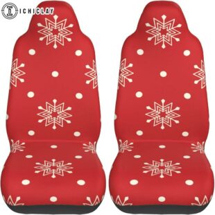 Christmas White Snowflakes Car Seat Covers Decor For Car