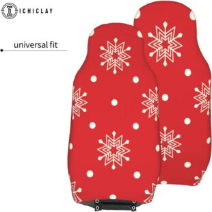 Christmas White Snowflakes Car Seat Covers Decor For Car