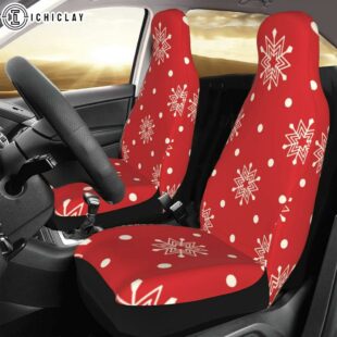 Christmas White Snowflakes Car Seat Covers Decor For Car
