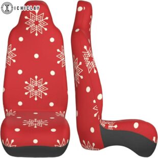 Christmas White Snowflakes Car Seat Covers Decor For Car