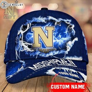 Custom Name Navy Team Midshipmen Sport Pattern Baseball Cap For Fans