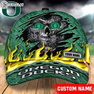 Custom Name Oregon Team Duckss Sport Pattern Baseball Cap For Fans