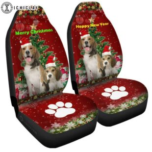 Cute Xmas Beagles Car Seat Covers Decor For Car
