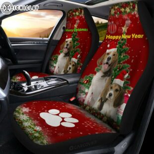 Cute Xmas Beagles Car Seat Covers Decor For Car
