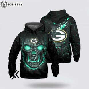 Green Bay Packers Skull Face 3D Shirt For Fans