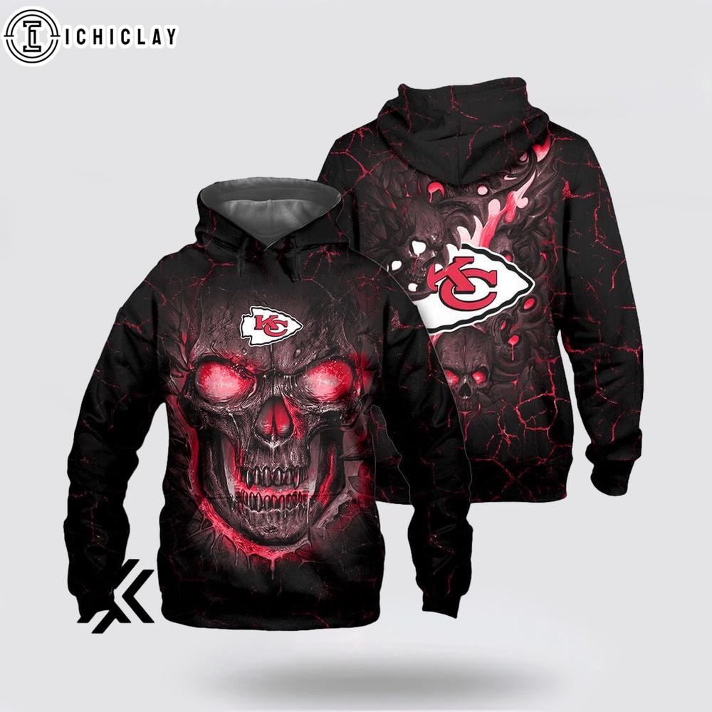 Kansas City Chiefs Skull Face 3D Shirt For Fans Kansas City Chiefs Skull Face 3D Shirt For Fans