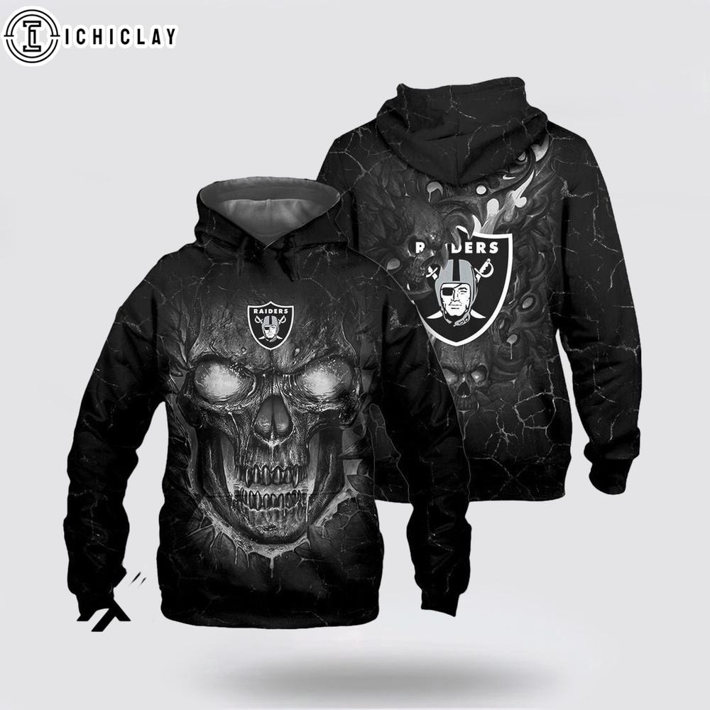 Las Vegas Raiders Skull Face 3D Shirt For Fans Las Vegas Raiders Skull Face 3D Shirt For Fans