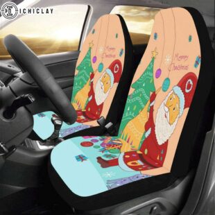 Merry Chistmas Santa Claus And Christmas Tree Car Seat Covers Decor For Car
