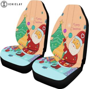 Merry Chistmas Santa Claus And Christmas Tree Car Seat Covers Decor For Car