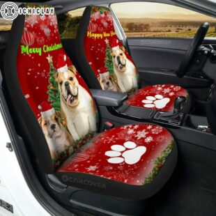 Merry Christmas Bulldogs Car Seat Covers Decor For Car